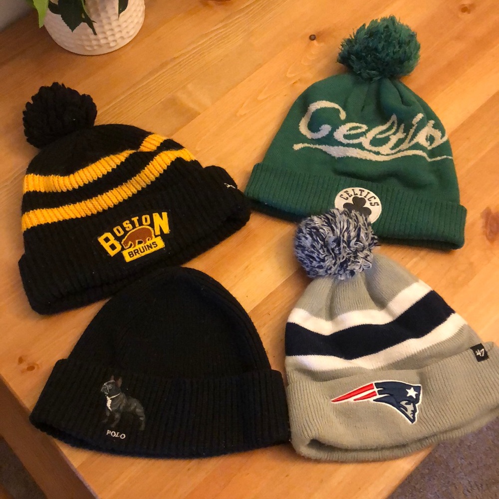 Gender neutral, sports pom beanies and polo beanie